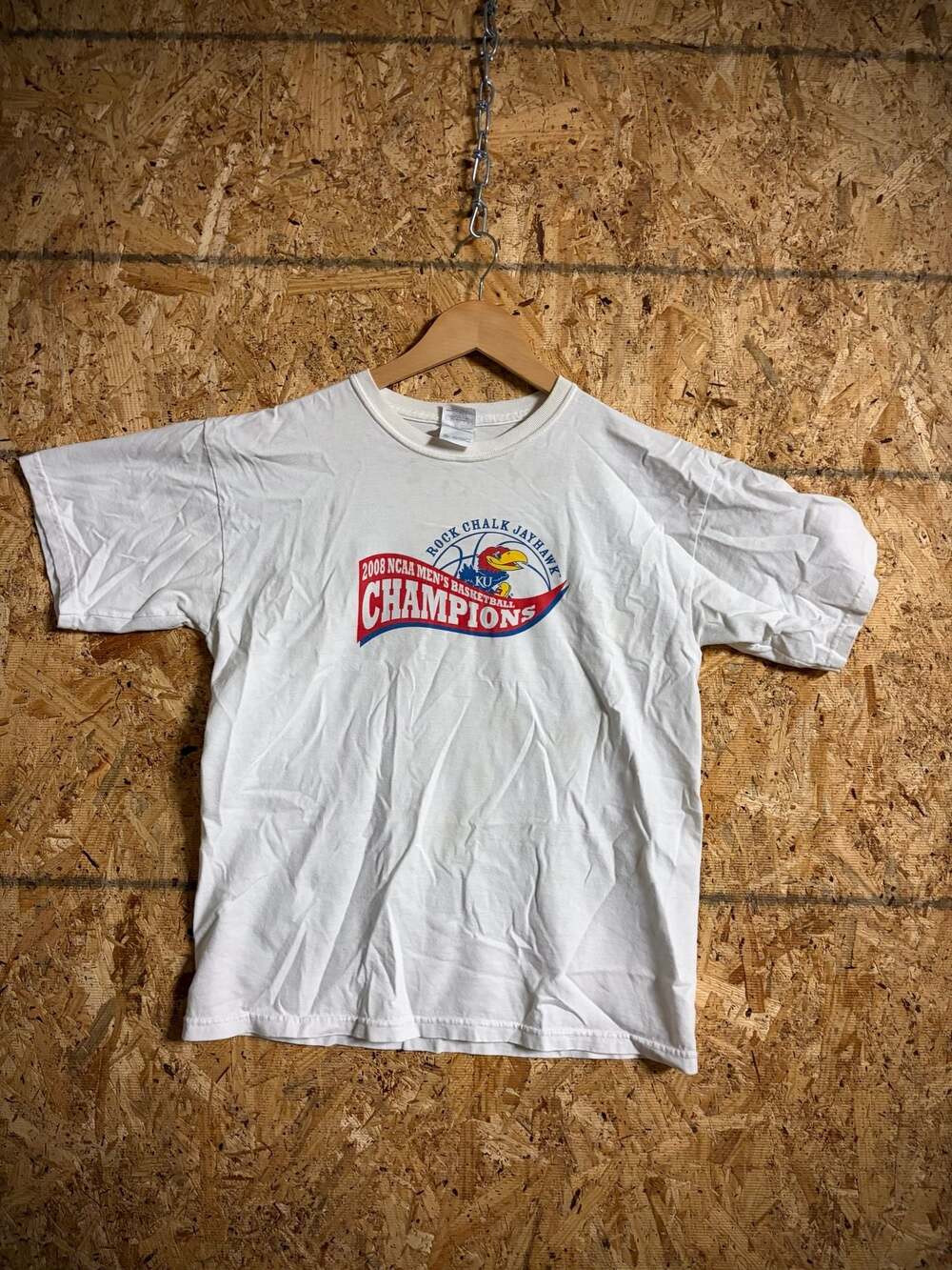 Gildan Kansas Jayhawks 2008 NCAA Men's Basketball Champions T-Shirt Size XL